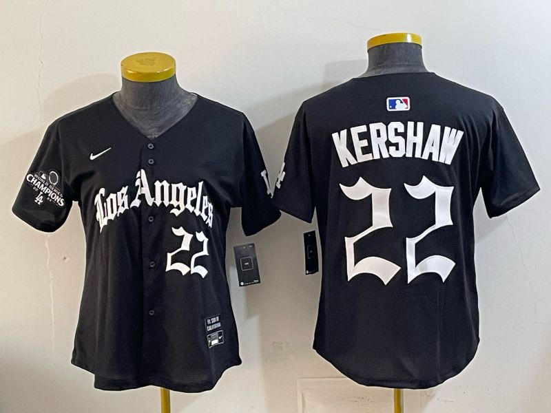 Youth Los Angeles Dodgers #22 Kershaw Black 5th Jointly Name 2026 Nike MLB Jersey style 04->youth mlb jersey->Youth Jersey
